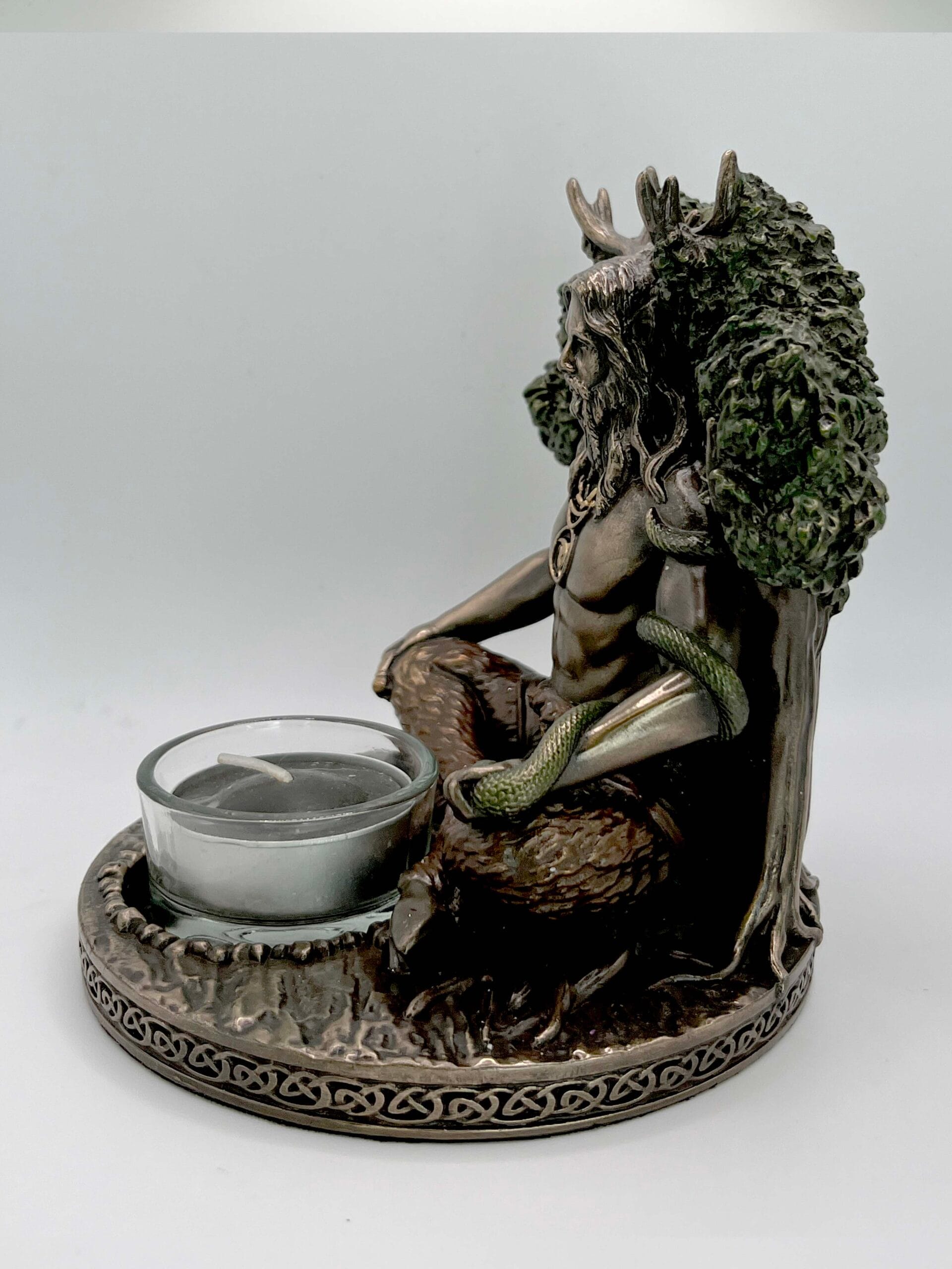 Porta vela Cernunnos en bronce - Imagen 3