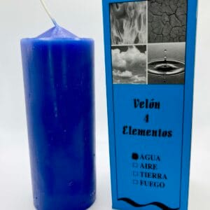 Velón azul elemento agua para amor, amistad y salud