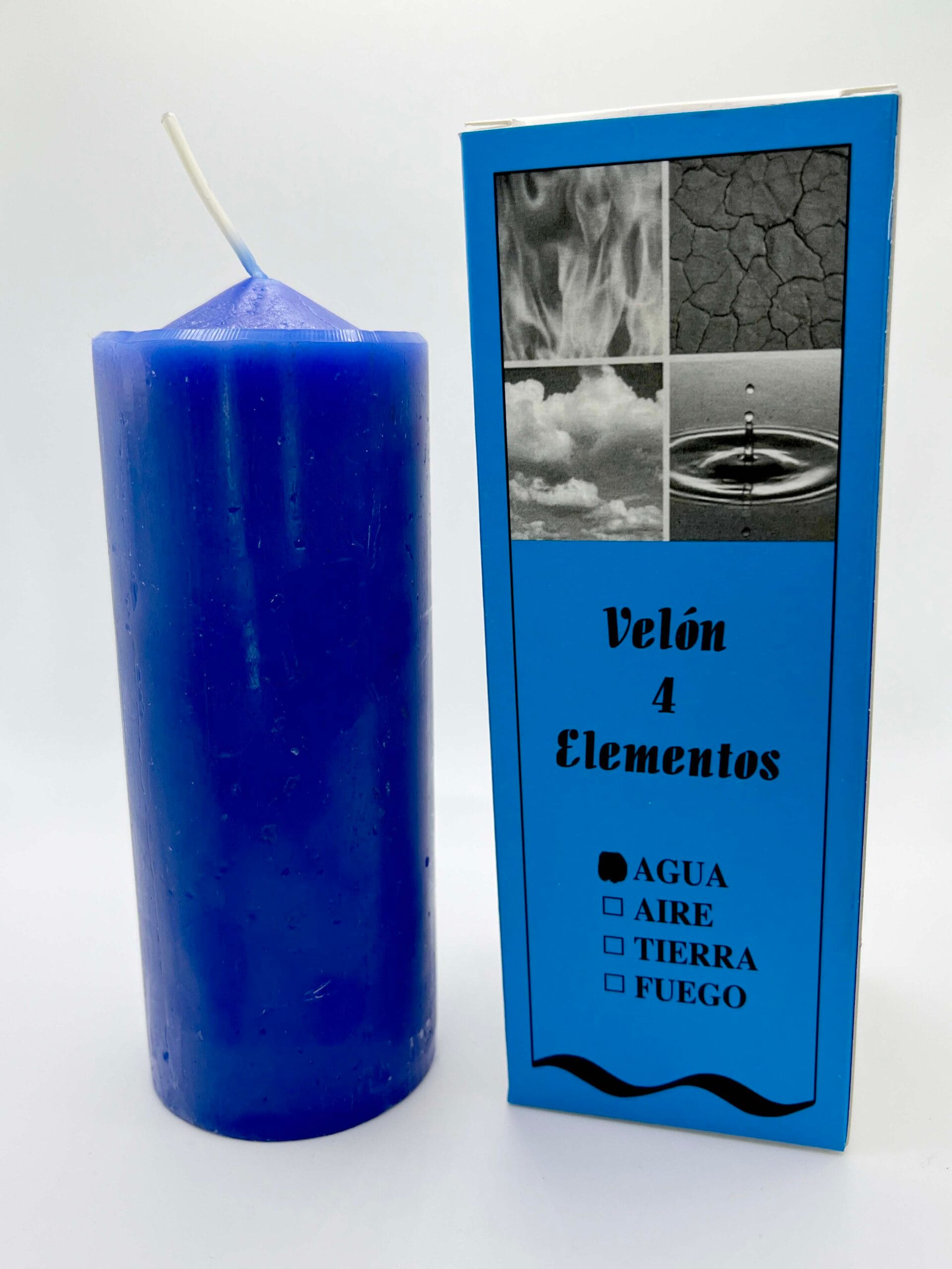 Velón azul elemento agua para amor, amistad y salud