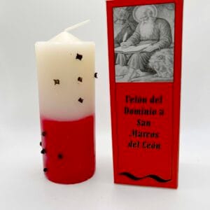 Velón blanco y rojo Preparado a San Marcos de León, velón de dominio