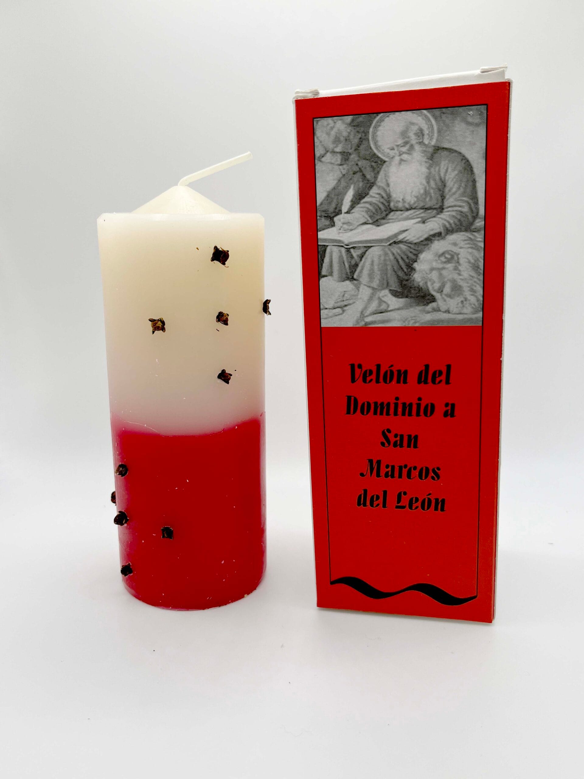 Velón blanco y rojo Preparado a San Marcos de León, velón de dominio