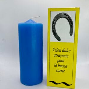 Velón azul preparado dulce para la buena suerte, peticiones de salud y estudios
