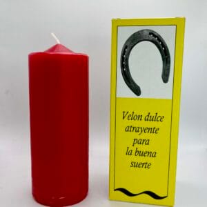 Velón dulce rojo para la buena suerte, especial para papeleos y juicios