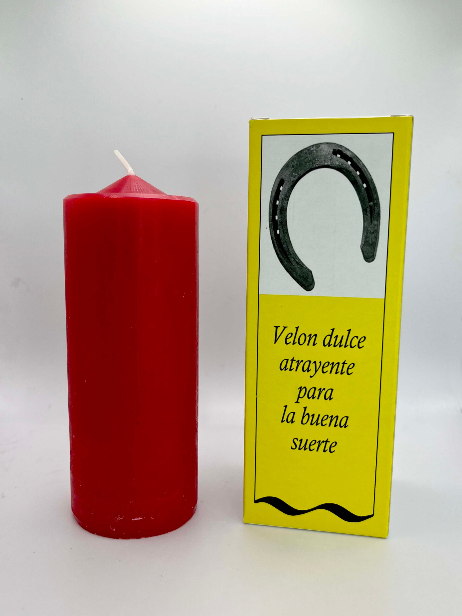 Velón dulce rojo para la buena suerte, especial para papeleos y juicios